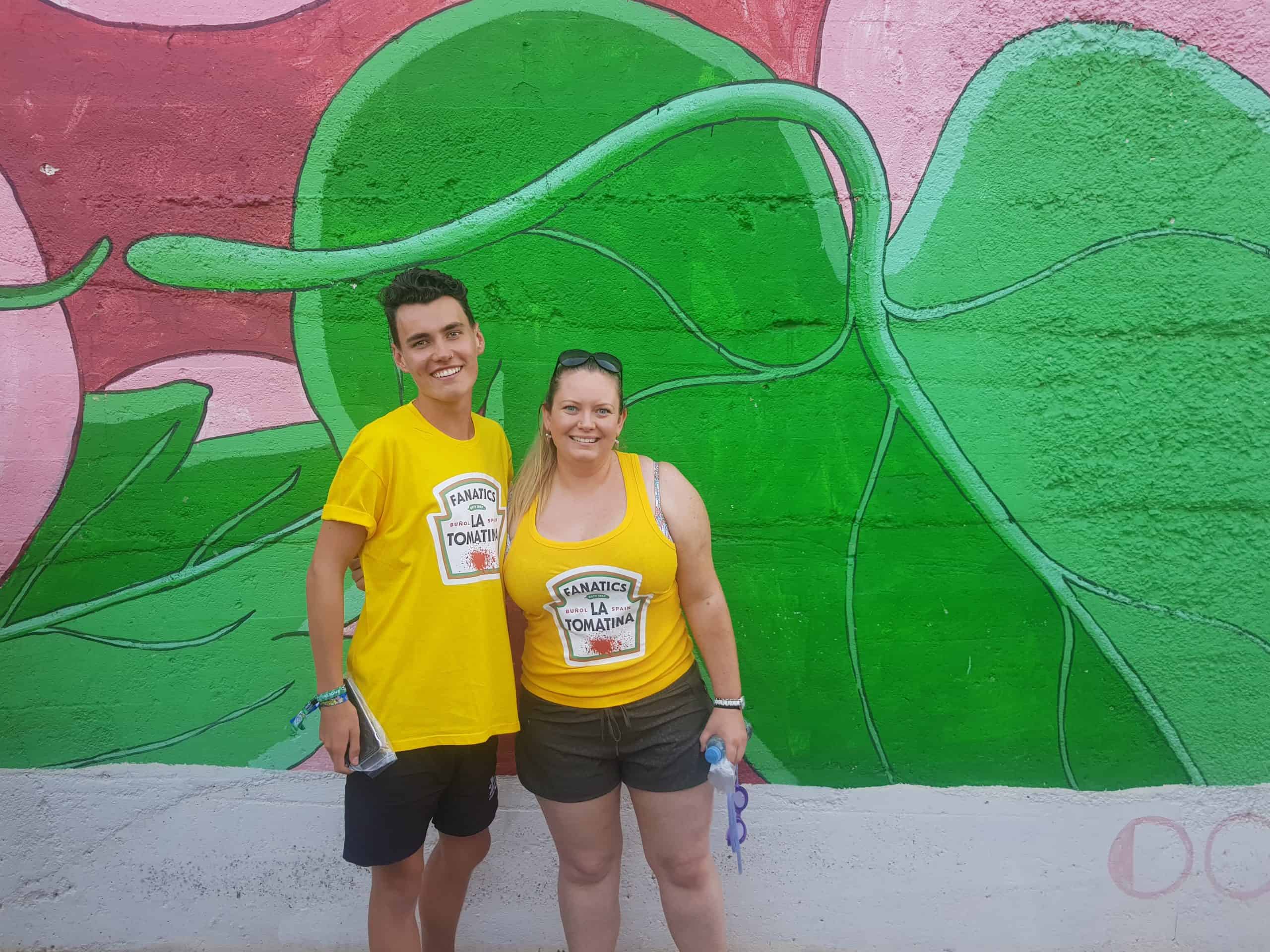 Image of me before the start of the festival behind the famous tomato vine murial in the street.
